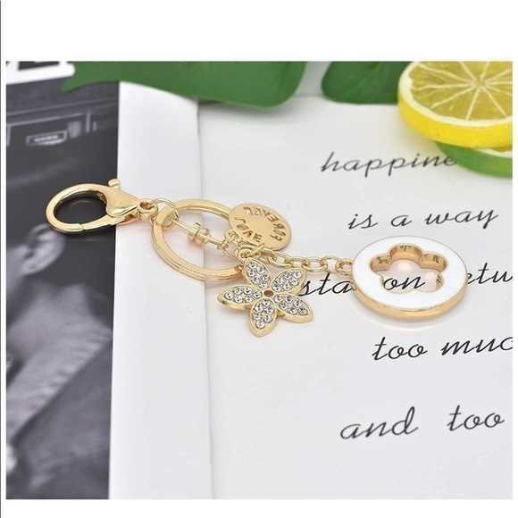 Designer Inspired Purse Charm/key Chain White&Gold - Picture 3 of 5
